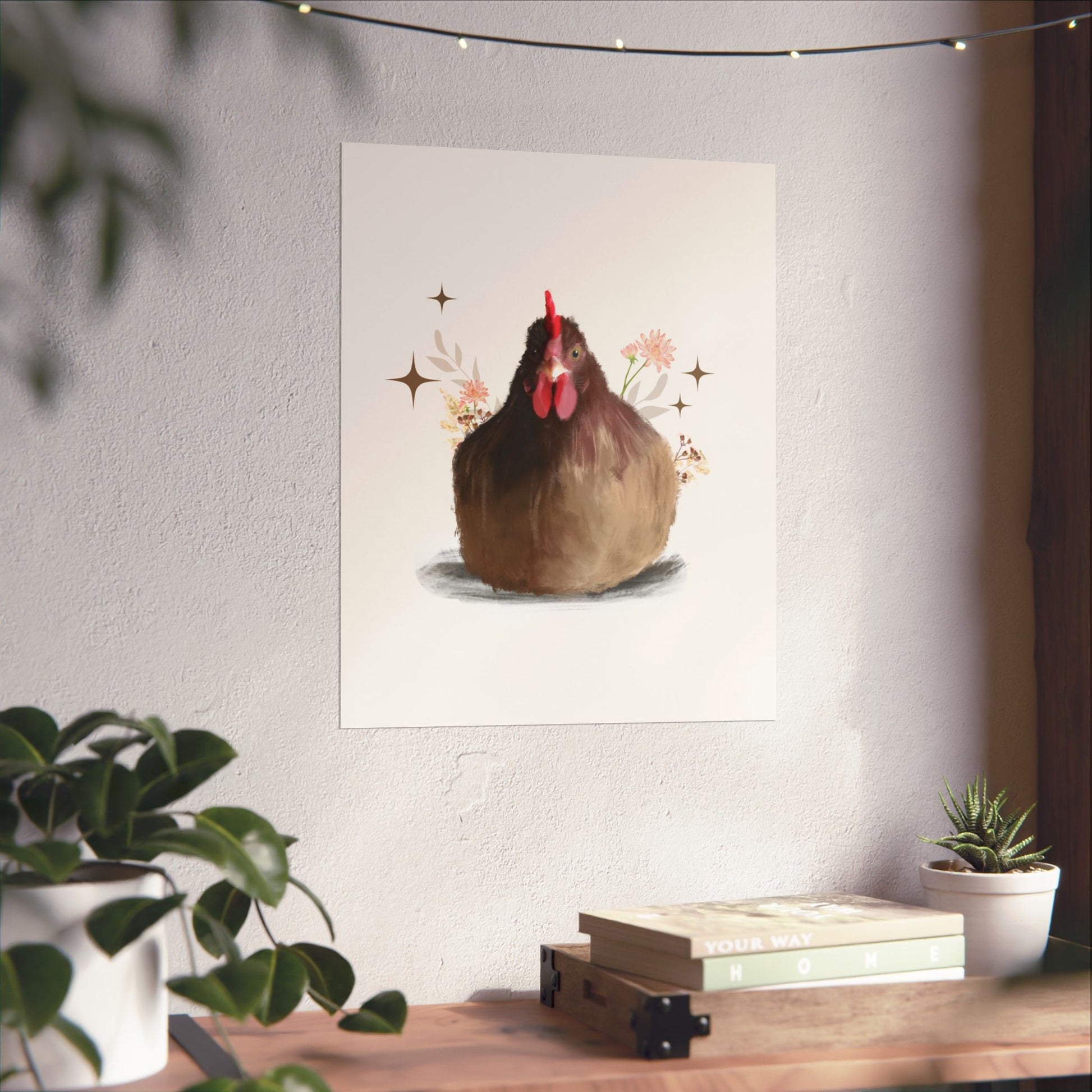 Vertical Posters Brown Brooding Hen Chicken Design With Nature highlights