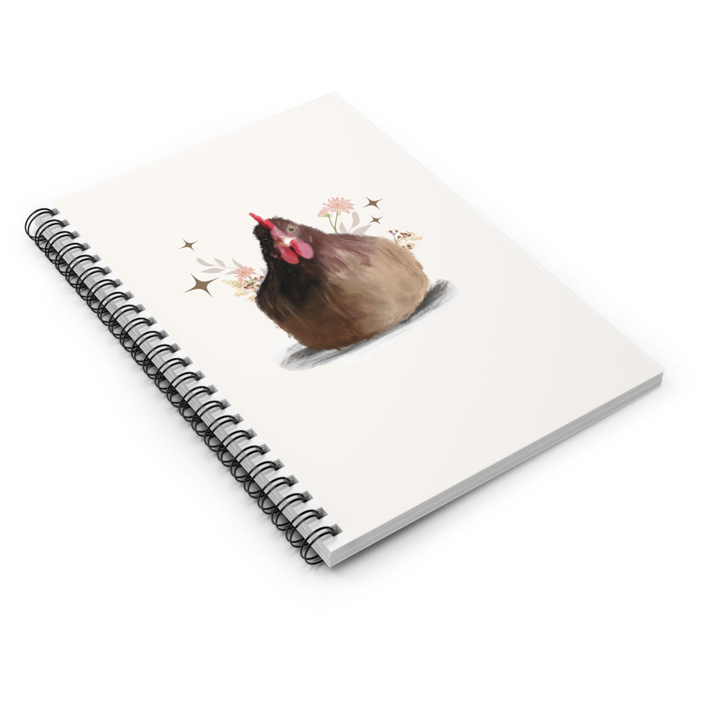 Brown Hen Brooding Chicken Spiral Notebook - Cute Floral Design, Perfect for Note-Taking and Gifts