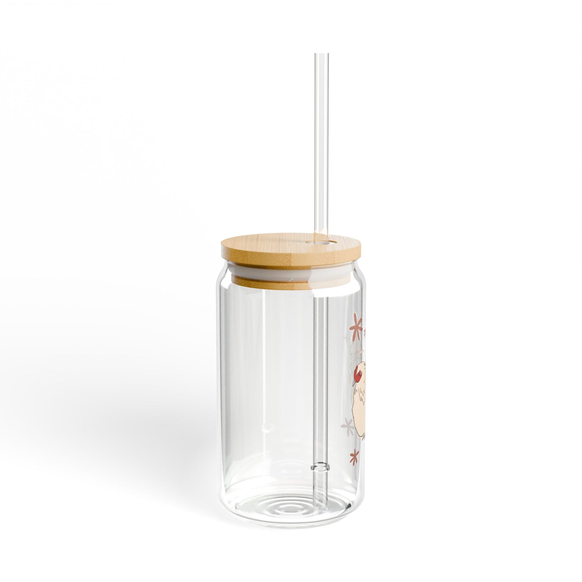 Simple Chicken Design on Sipper Glass, 16oz