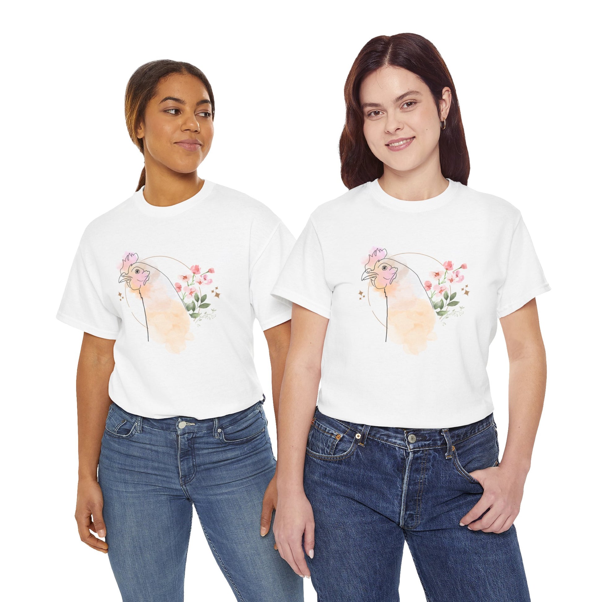 Pretty Chicken and Pink Flowers T-Shirt