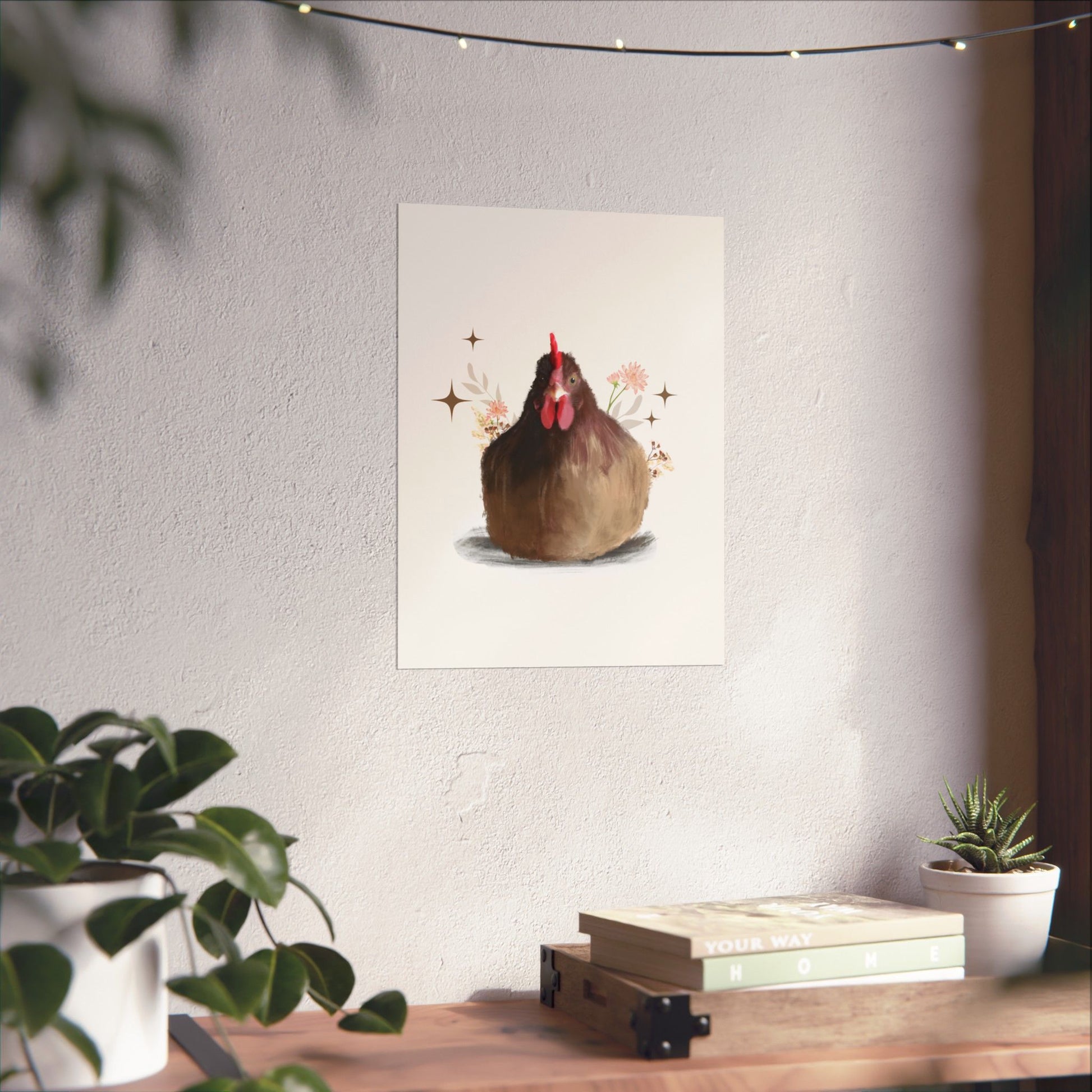 Vertical Posters Brown Brooding Hen Chicken Design With Nature highlights