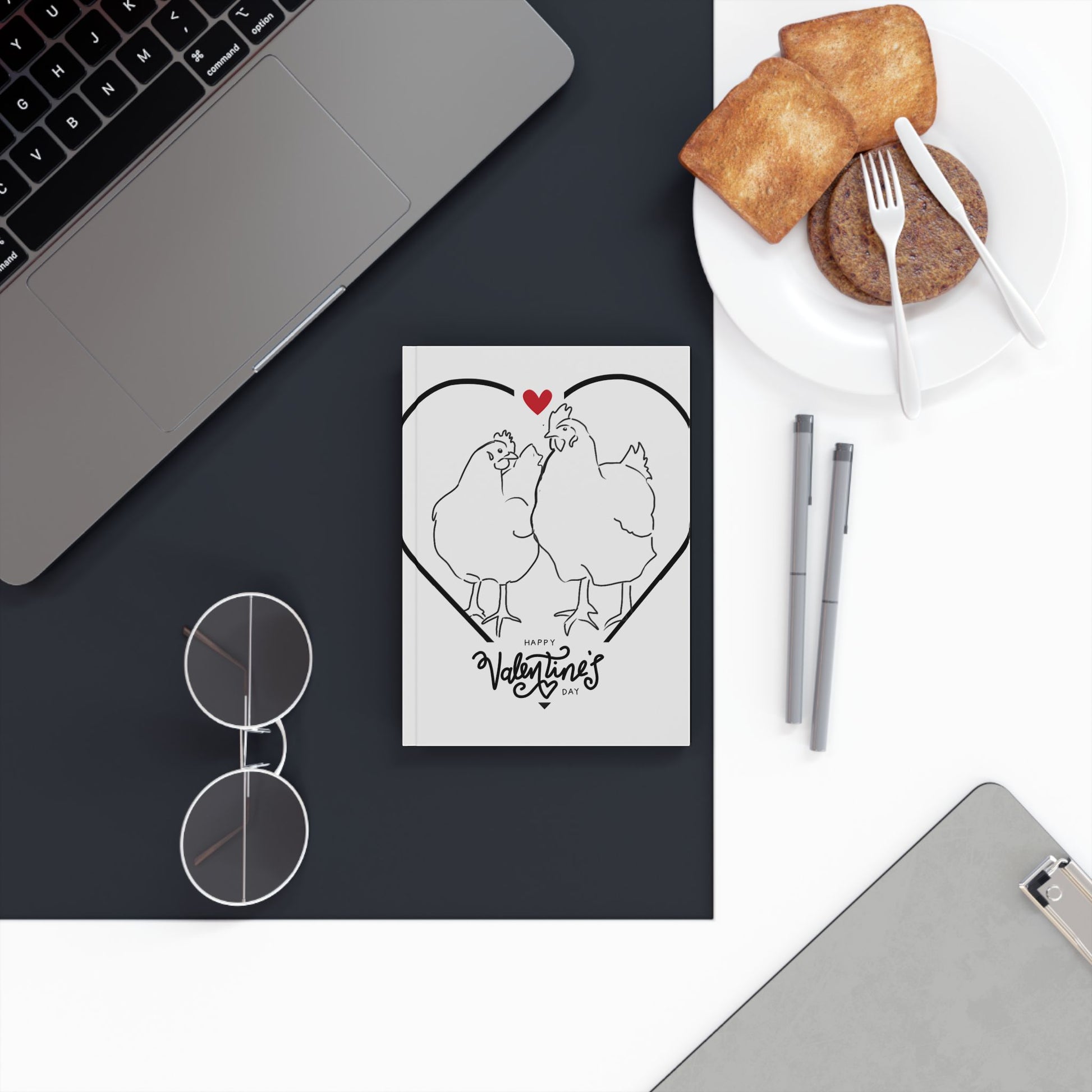 Valentine's Day Hard Backed Journal with Cute Chickens