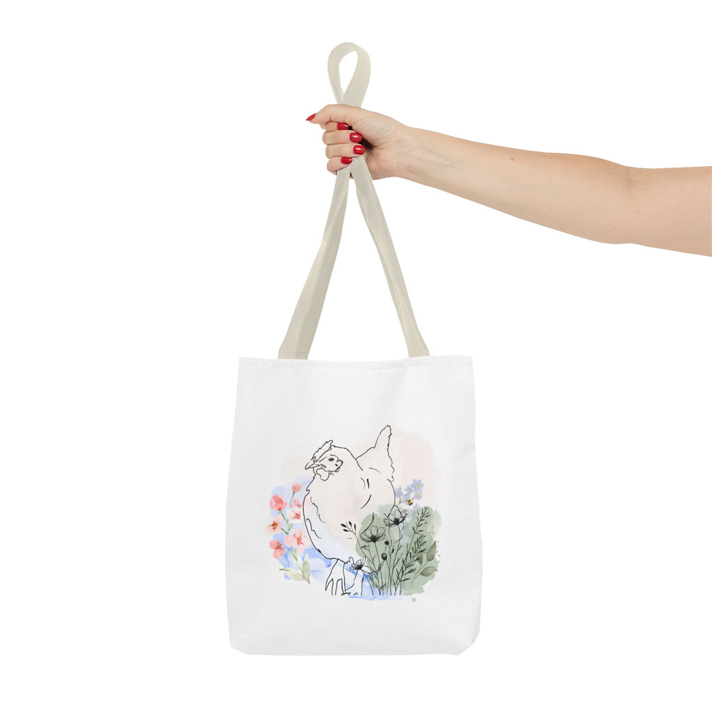 Gorgeous Chicken Surrounded by Flowers and a Bee Tote Bag (AOP)