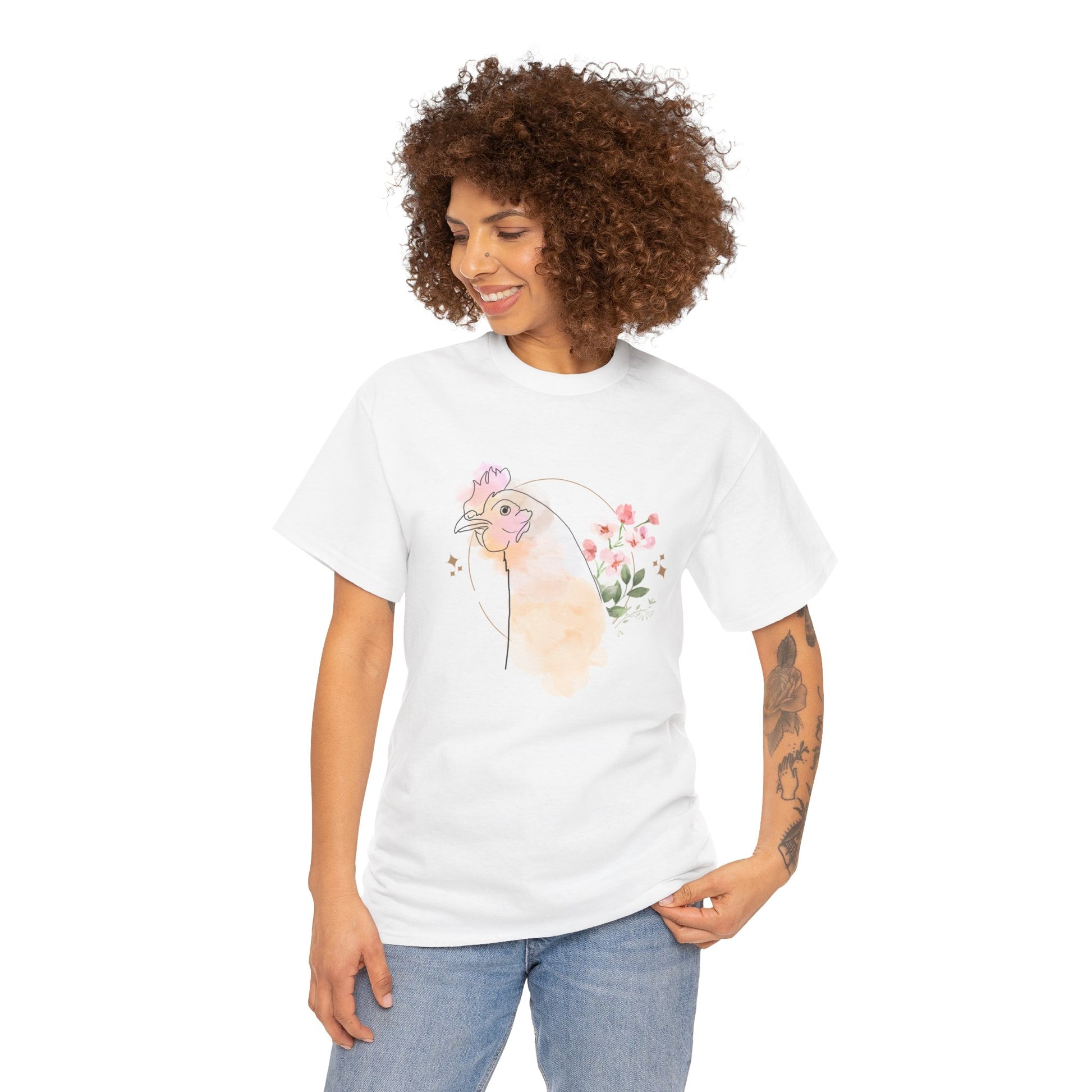 Pretty Chicken and Pink Flowers T-Shirt