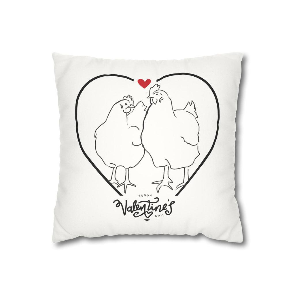 Happy Valentine's Day Chicken Love Faux Suede Pillowcase