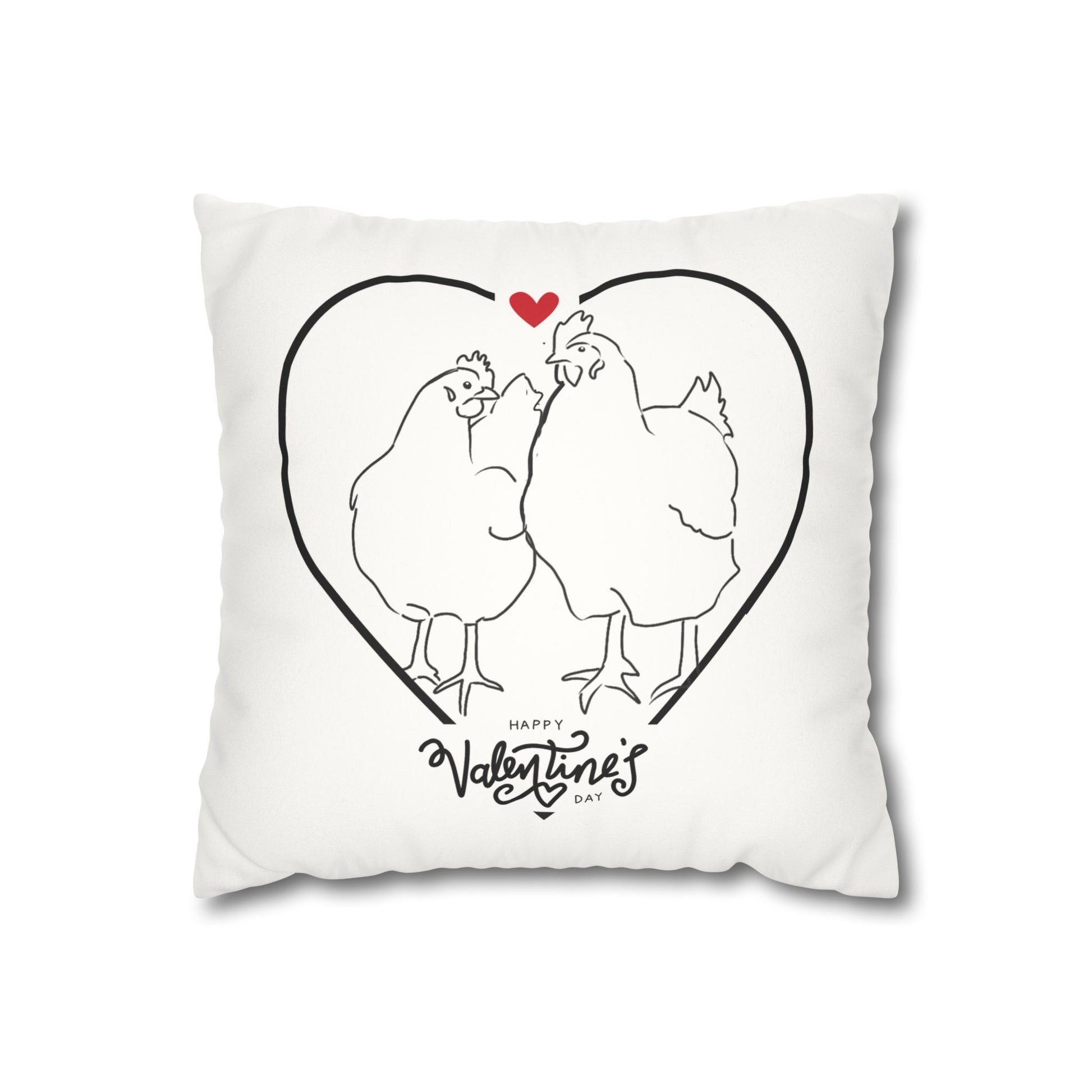 Happy Valentine's Day Chicken Love Faux Suede Pillowcase