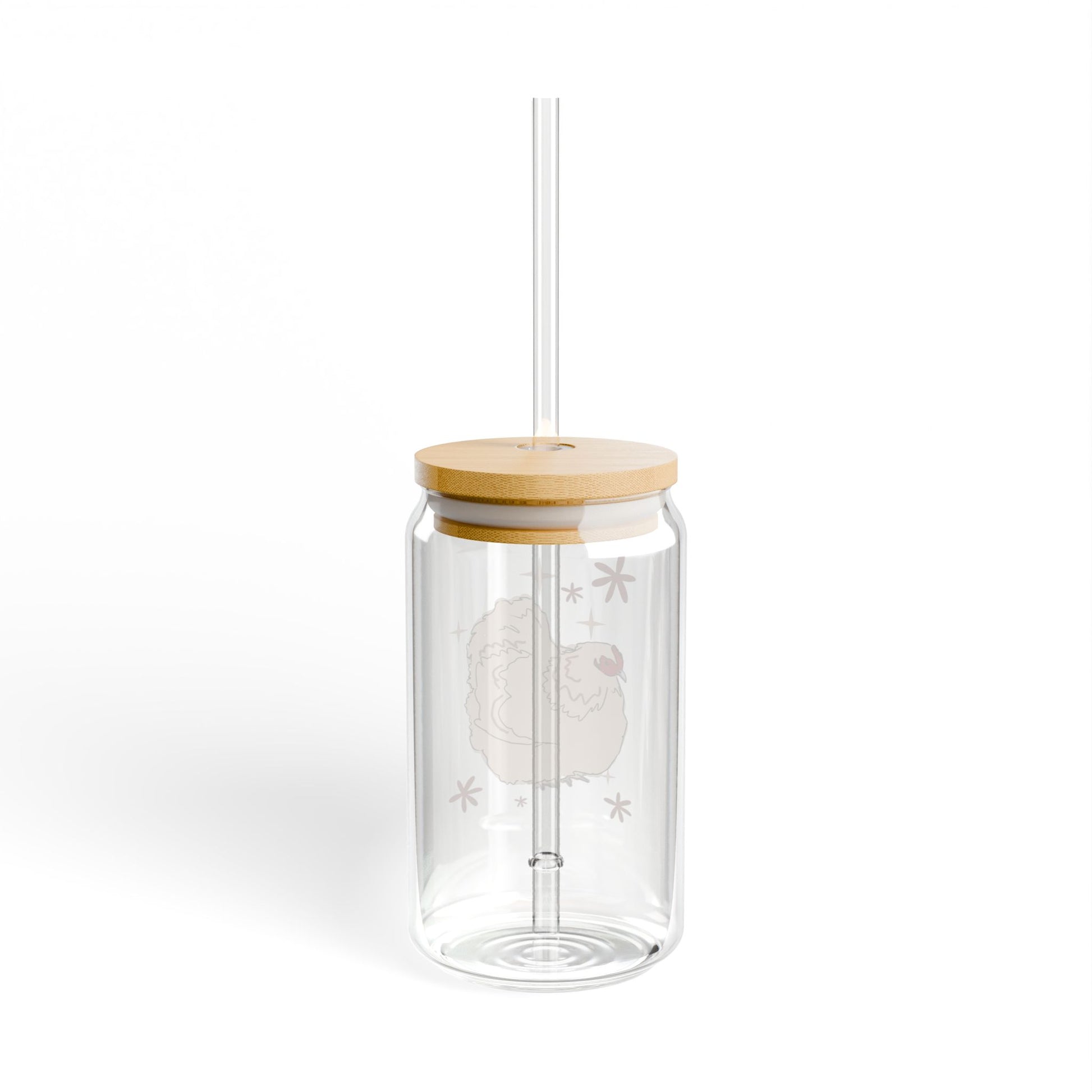 Simple Chicken Design on Sipper Glass, 16oz
