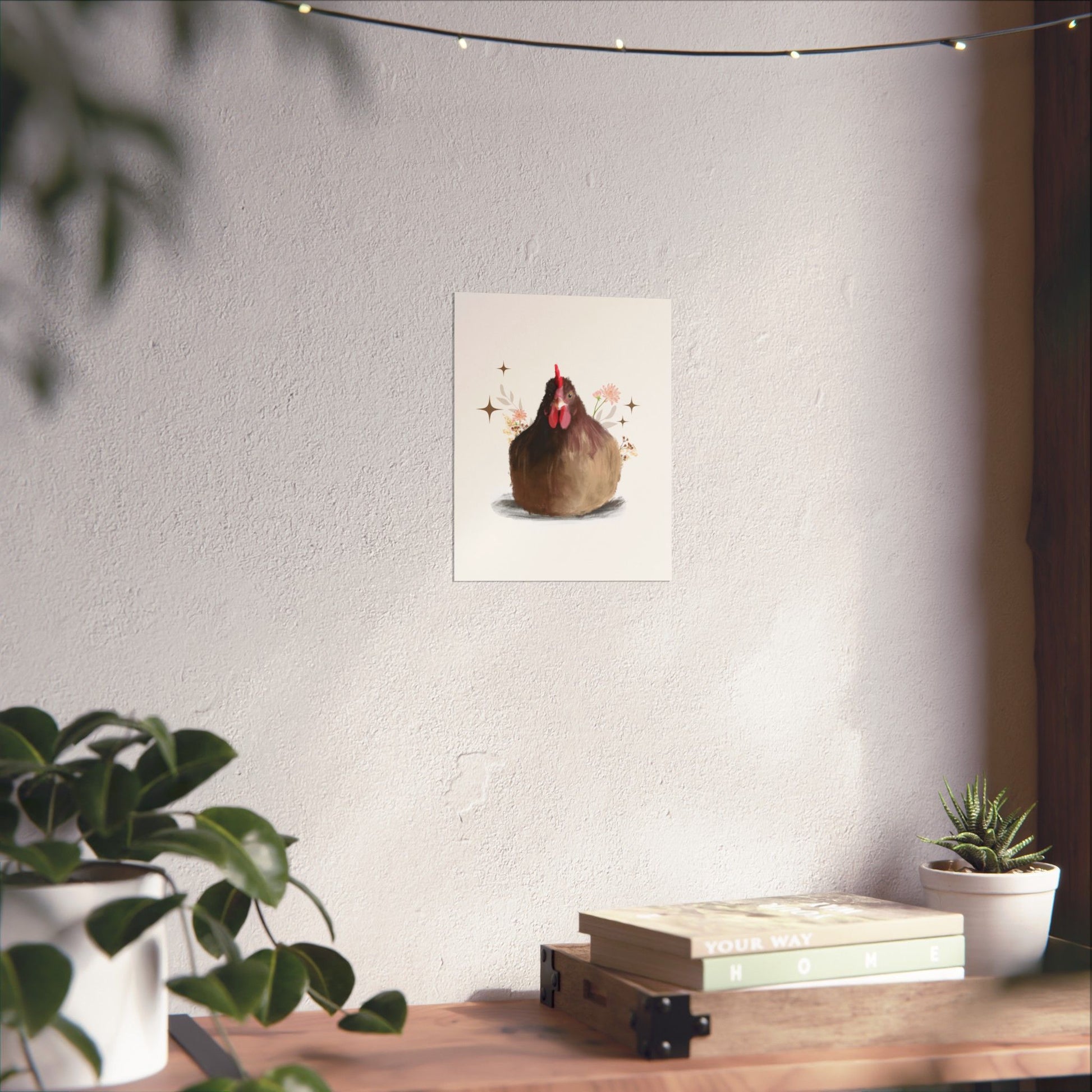 Vertical Posters Brown Brooding Hen Chicken Design With Nature highlights