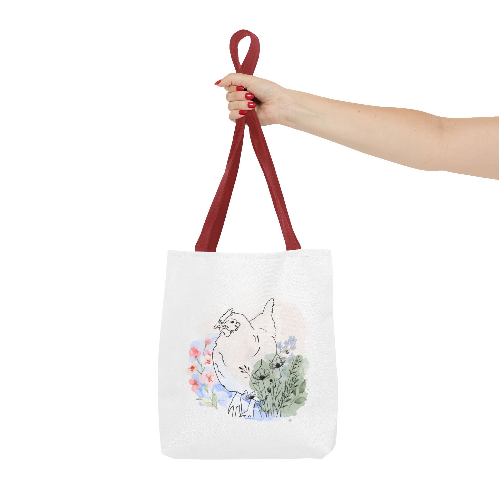 Gorgeous Chicken Surrounded by Flowers and a Bee Tote Bag (AOP)