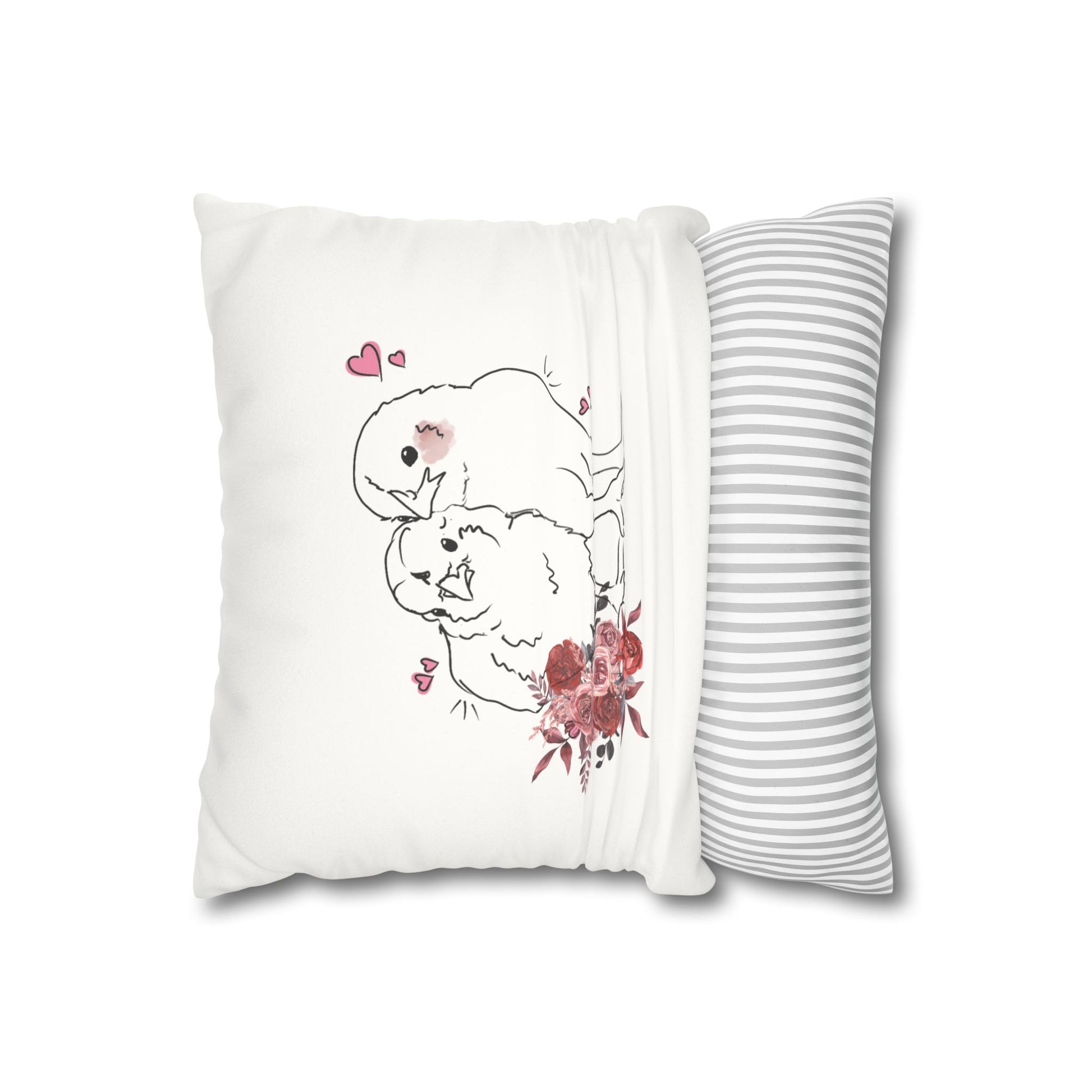 Adorable Valentine Chicken Square Pillowcase - Floral Decorative Cushion