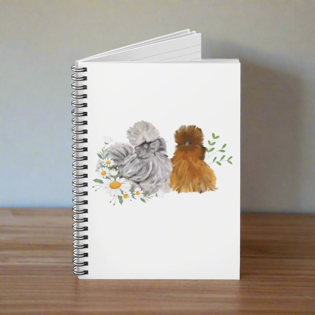 SilkieFluff-Themed Spiral Notebook for Pet Lovers, Cute Journal, Gift for Dog Owners, Floral Notebook, Inspiration Diary