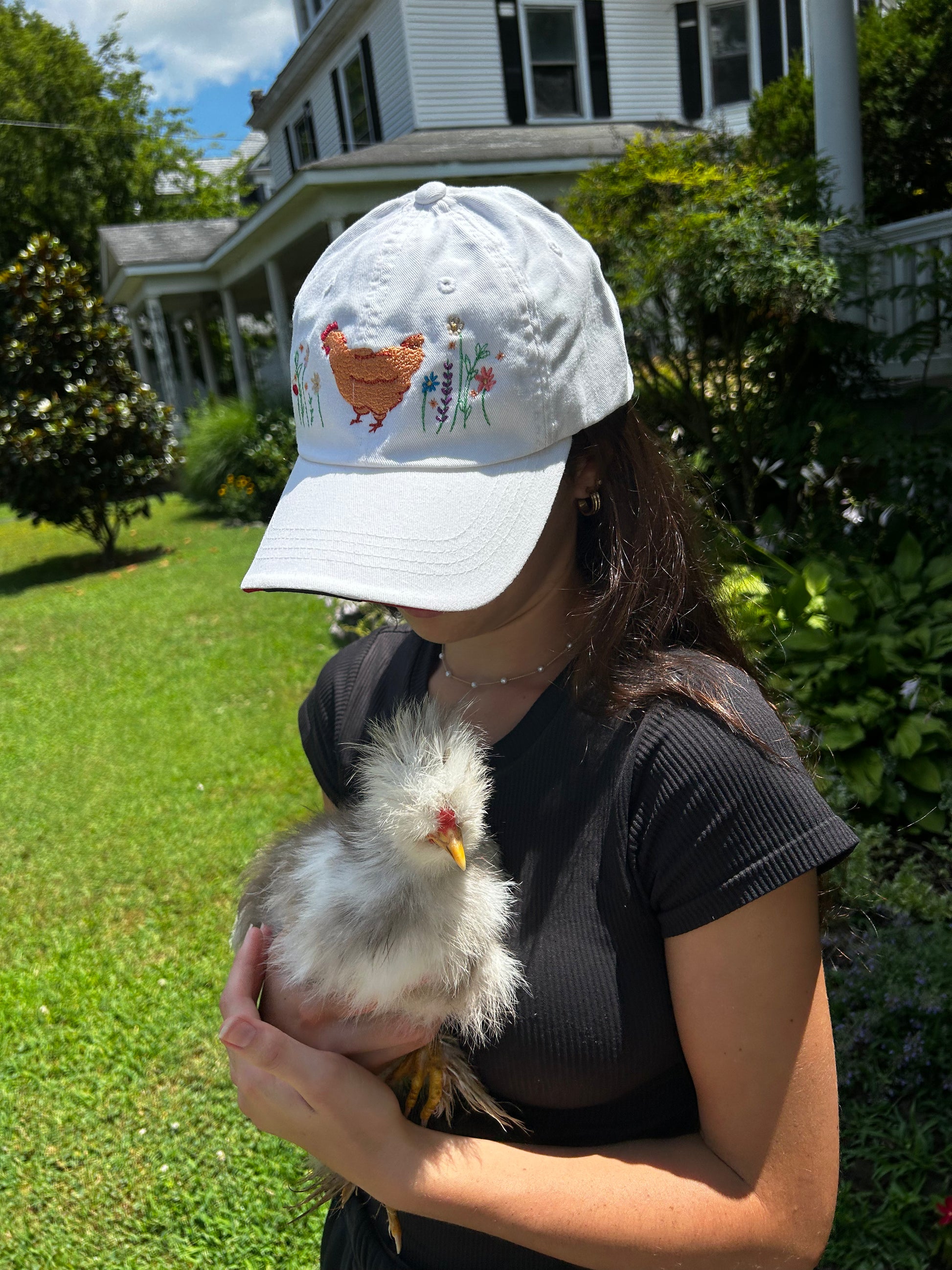 Cute Chicken Embroidered Hat – Farmcore Cap for Women Chicken Lovers